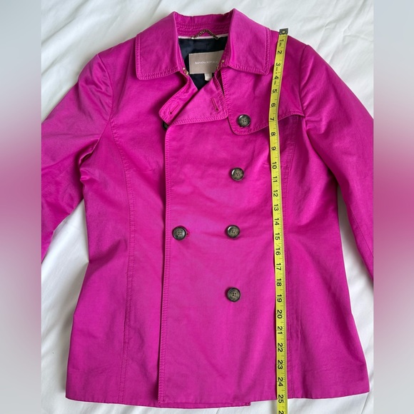 Banana Republic Fuchsia Double-Breasted Short Trench Coat Size S Spring Style - Picture 6 of 10